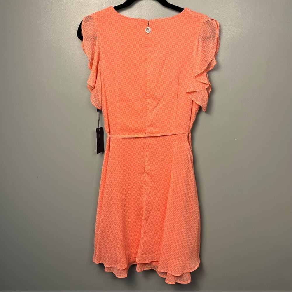 NWT Tommy Hilfiger Ruffle Sleeve Wrap Style Dress Coral Size 8 - Picture 2 of 14